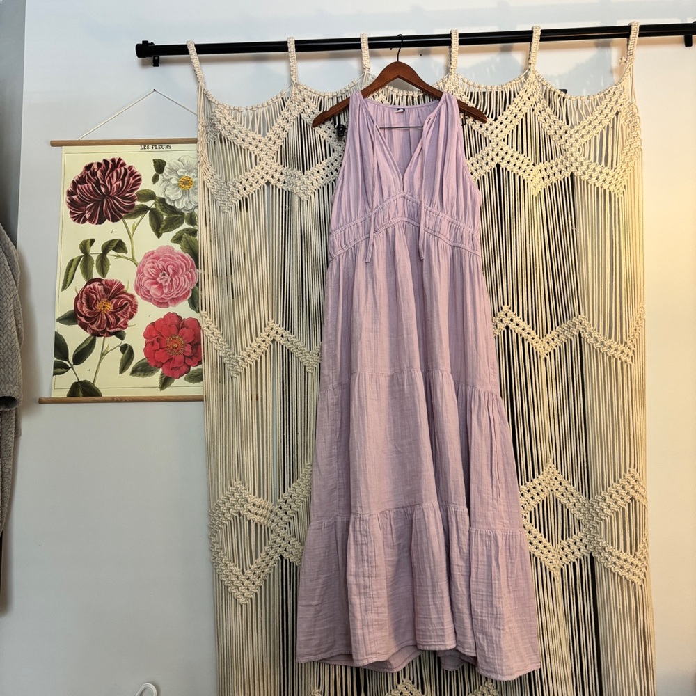 Fit & Flare Crinkle Gauze Maxi Dress